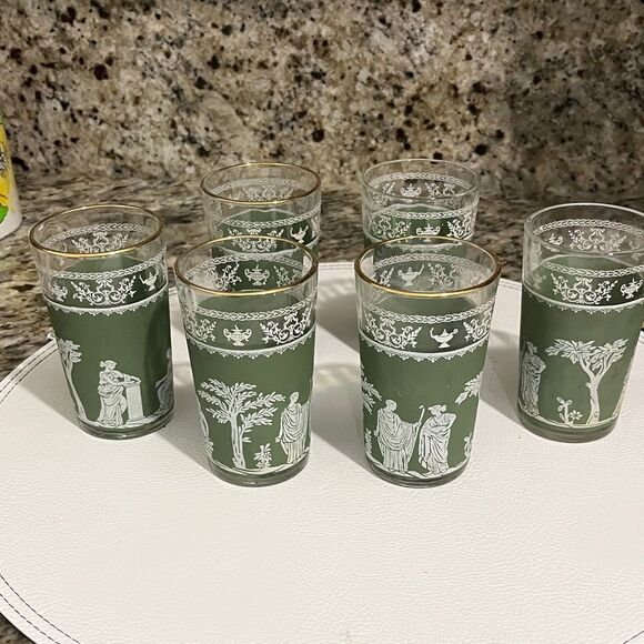 Wedgwood Jeanette MCM 1950’s-60’s Hellenic Grecian (6) Juice glasses Rare set - Picture 1 of 9